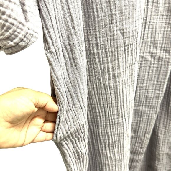 Ocean Main LA Maxi Kaftan Dress Double Gauze Raw Edge Dessert Amethyst M/L $260 - Picture 9 of 11